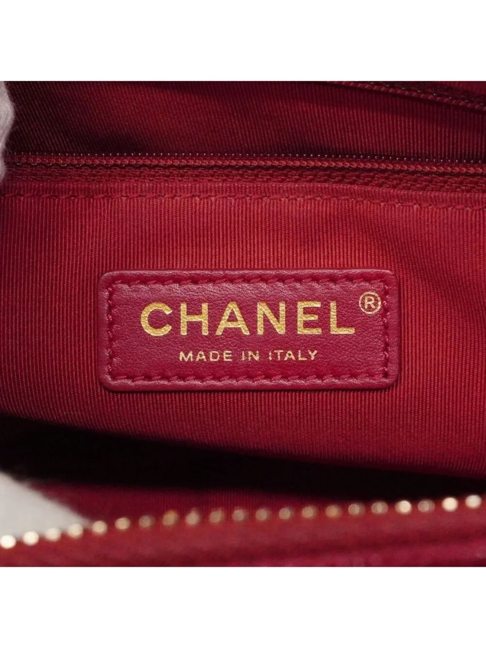 Chanel Handbag Quilted Caviar Leather Red Gold 2-Way Back
